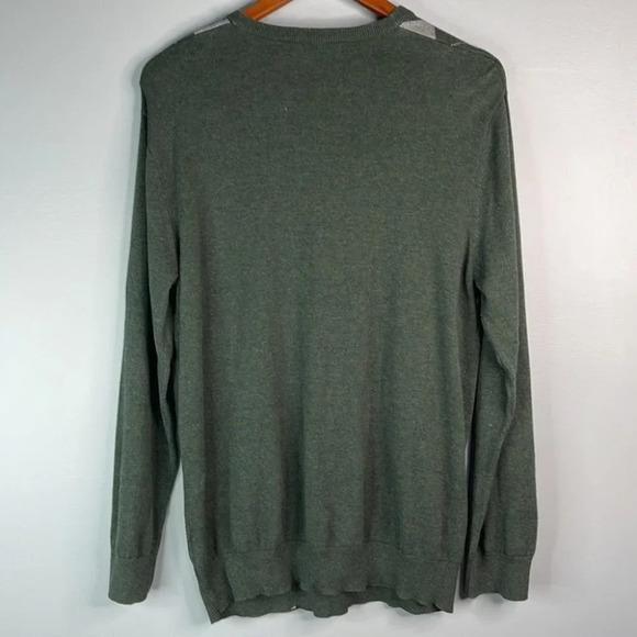 OLD NAVY Mens Argyle Pattern V-Neck Sweater Academia Prep Green Knit Cotton L - Picture 6 of 11